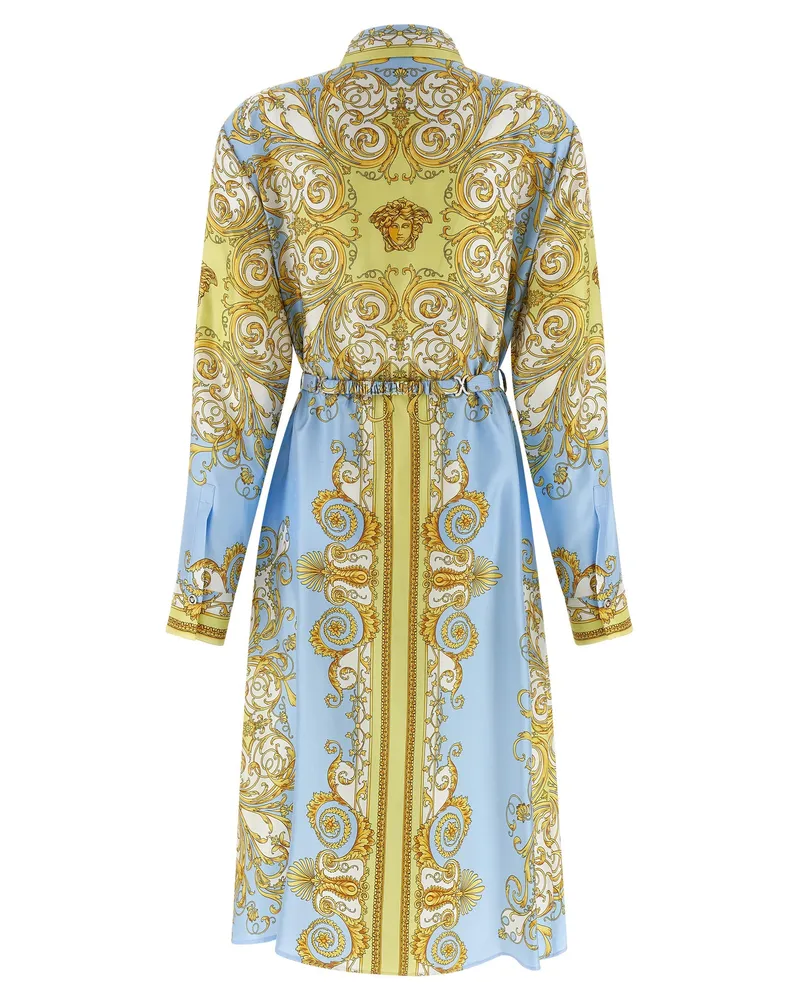 Versace Women's Blue Silk Midi Dress Blue
