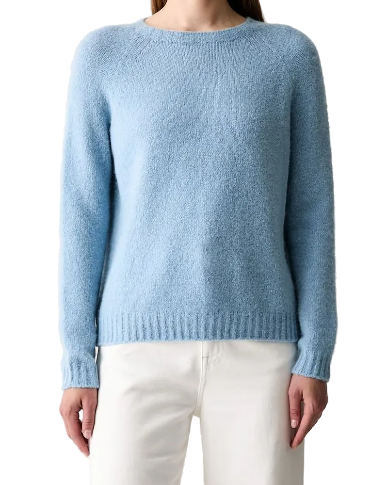 Max Mara Alpaca-Blend Knit Sweater — Blue Blue
