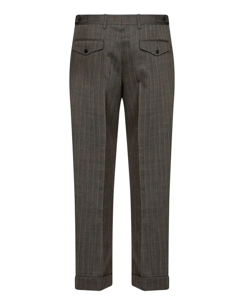 Dries van Noten Men's Tailored Trousers Philip Cement Wool Brown Brown