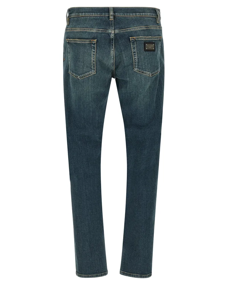 Dolce & Gabbana Men's Blue Cotton Slim Fit Jeans Clothing Blue