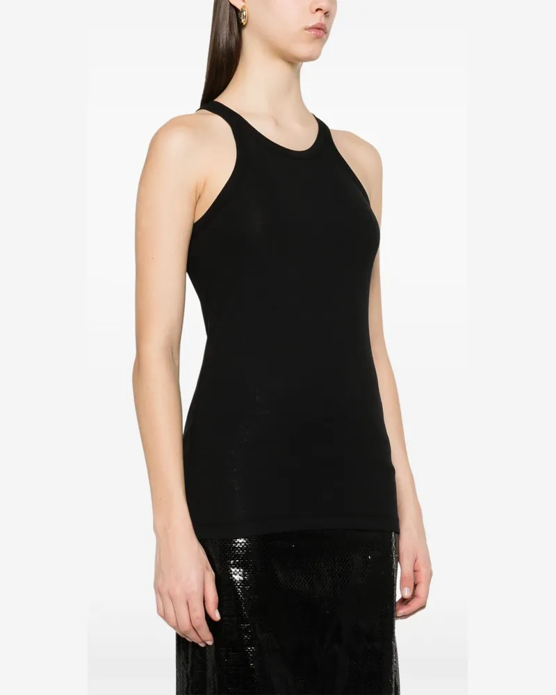 SPORTMAX Ribbed Cotton Tank Top — Black Black