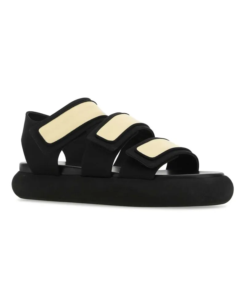 NEOUS Women's Two-Tone Fabric And Leather Octans Sandals Banana Black Sandali Black