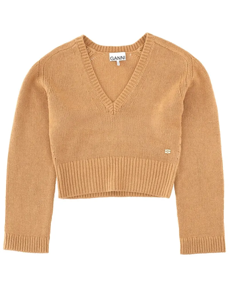 Ganni Wool and Yak Blend Sweater — Beige Beige