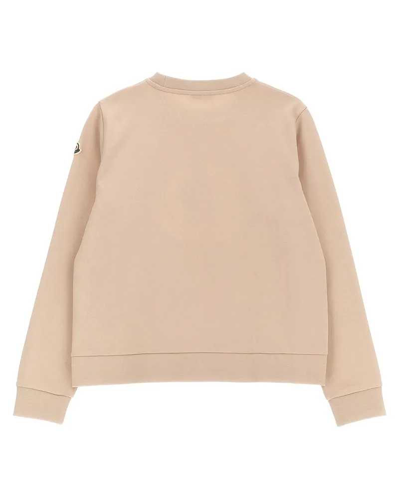 Moncler Logo-Embroidered Rhinestone Sweatshirt — Beige Beige