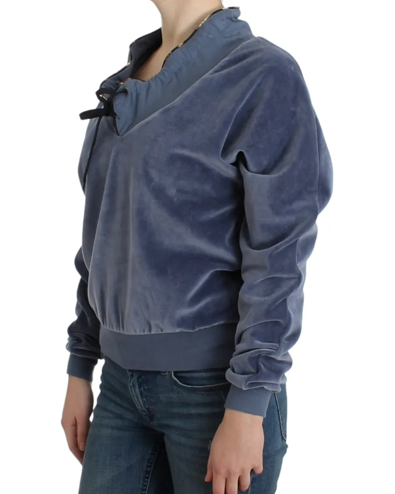 Roberto Cavalli Women's Blue Velvet Cotton Sweater Polyester. Details: Silk Clothing Blue