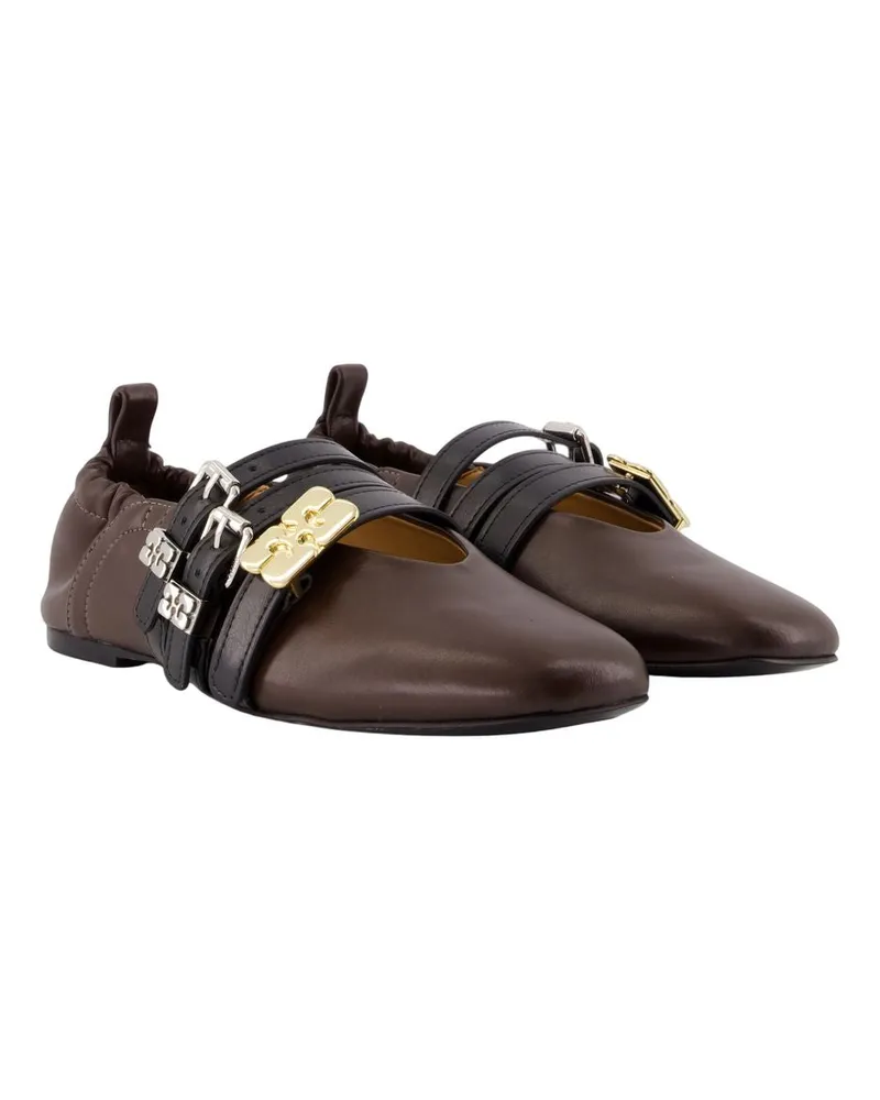Ganni Women's Sue Flat Brown Synthetic Brown