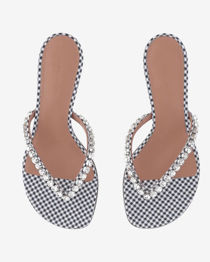 Amina Muaddi Women's Satin Sandals Gigi Navy Textile Navy