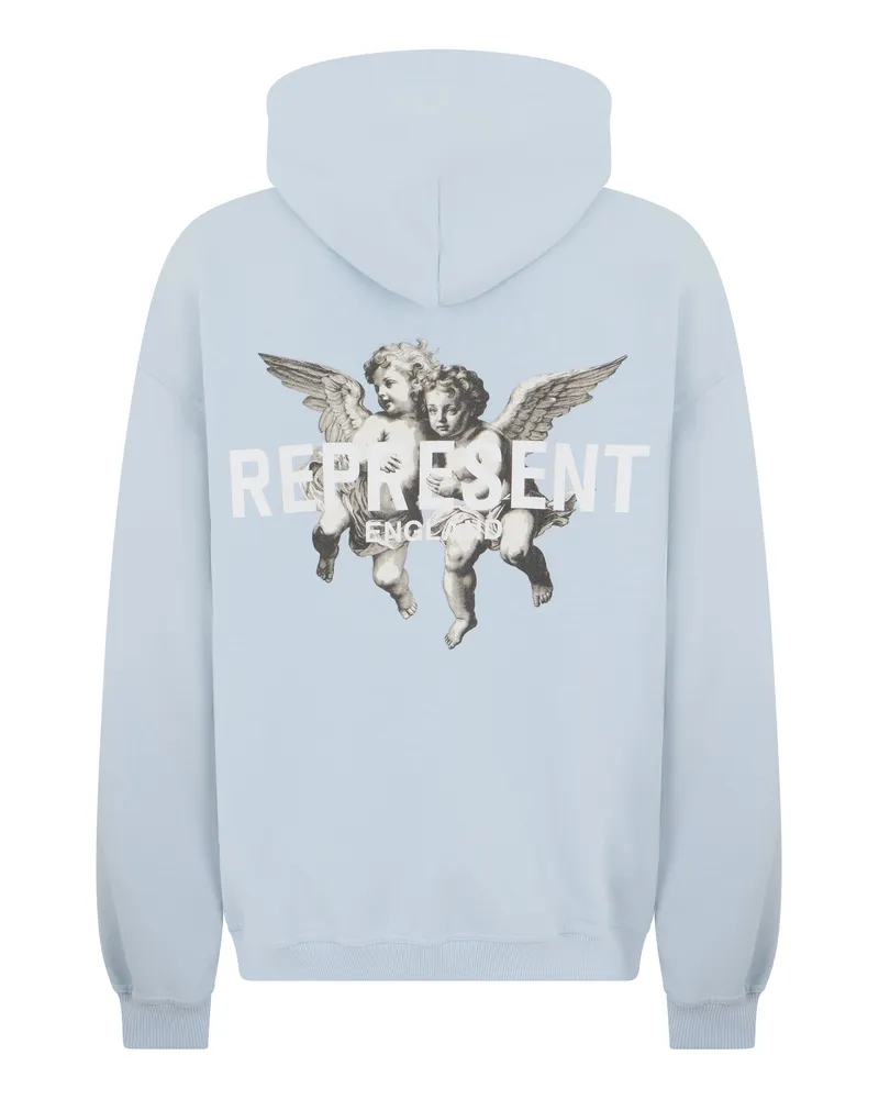 REPRESENT Men Hoodie Legacy Cherubs Light Blue Cotton Jumpers Sweater 