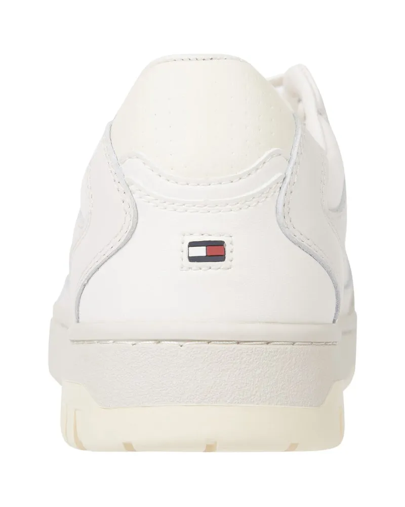Tommy Hilfiger Men's Th Basket Low Sneaker White Leather Rubber Sole White