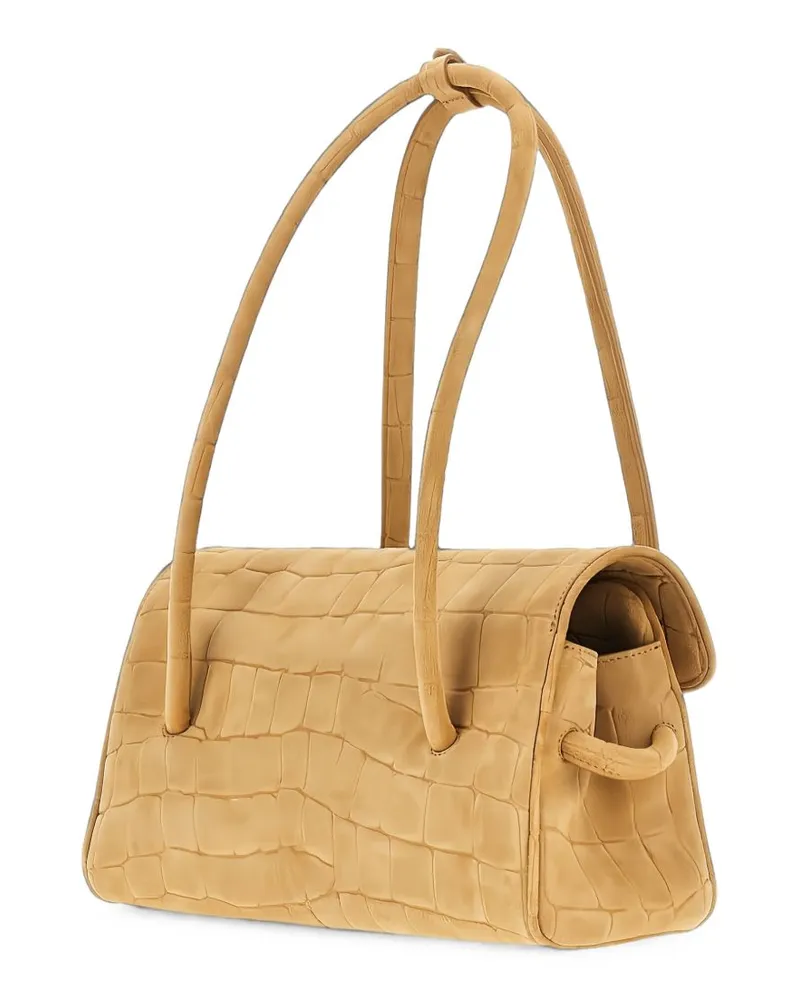 Jacquemus Crocodile-Embossed Leather Shoulder Bag — Camel Camel