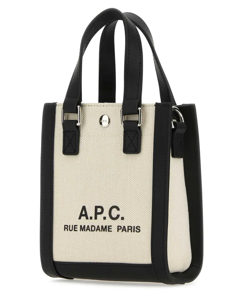 A.P.C. Unisex Two-Tone Canvas And Leather Camille 2.0 Mini Handbag Noir Borse A Mano Beige