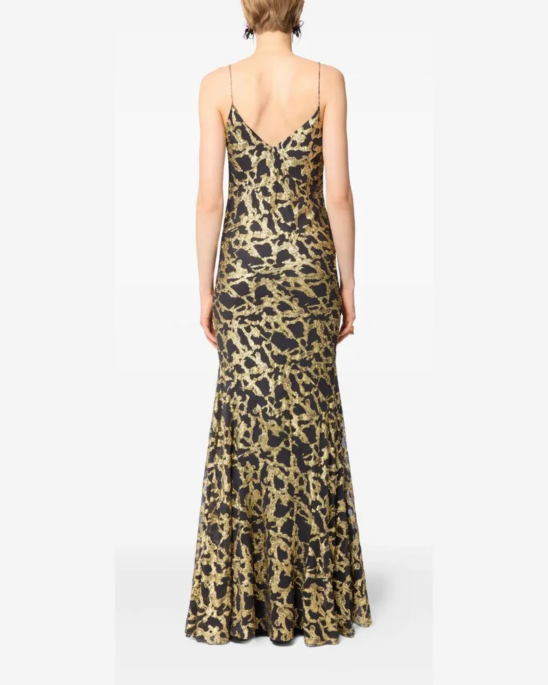 Nina Ricci Women's Dress Gold Silk Black