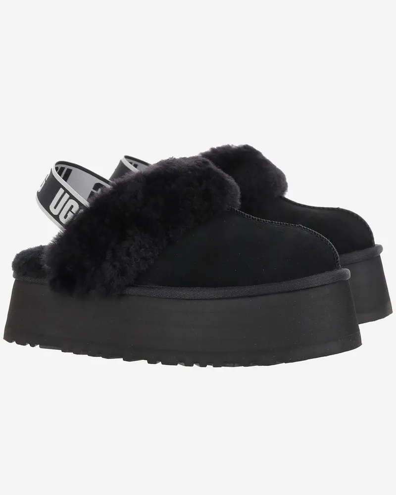 UGG Women's Platform Suede Slippers Funkette Black Black