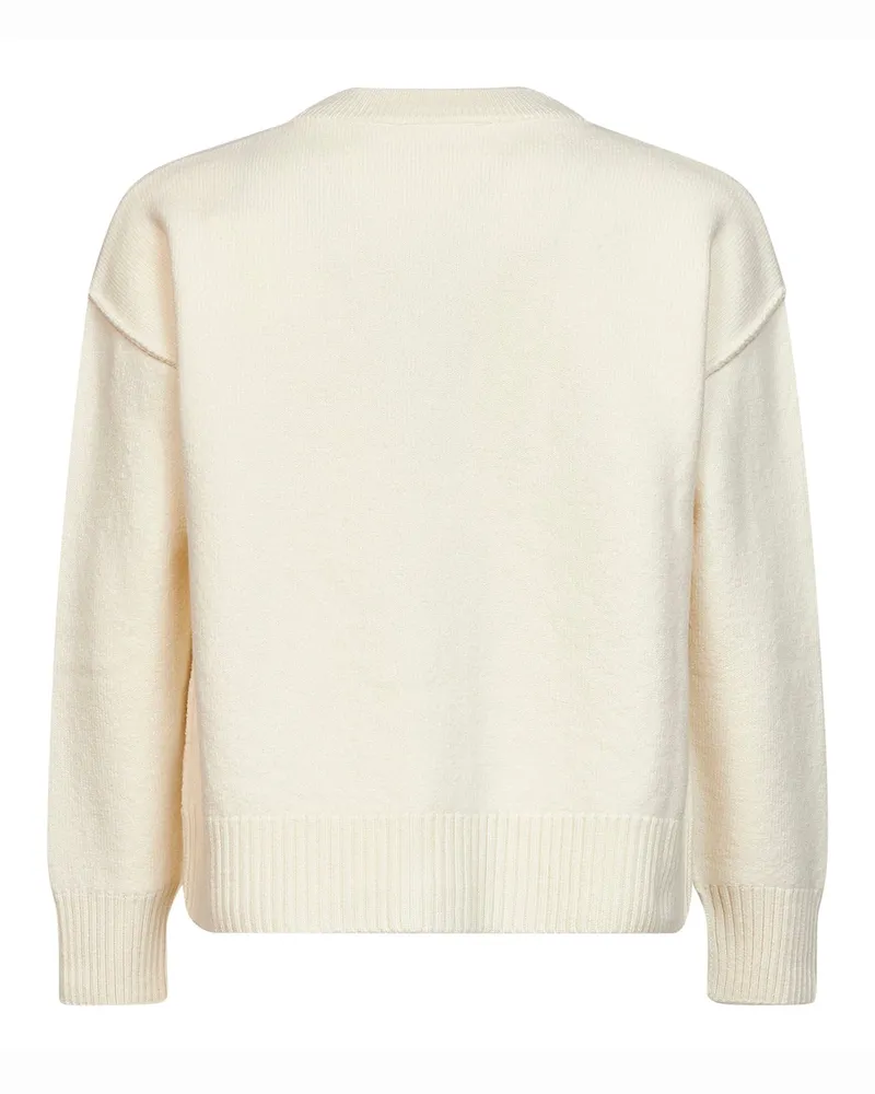 AMI Paris Men's Crewneck Sweater Ami De Cœur Ivory Merino Wool Ivory
