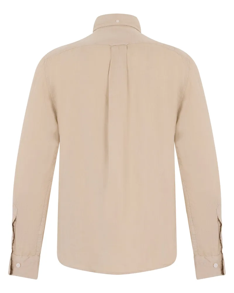 Gant Men Long-Sleeve Linen Shirt Beige Beige