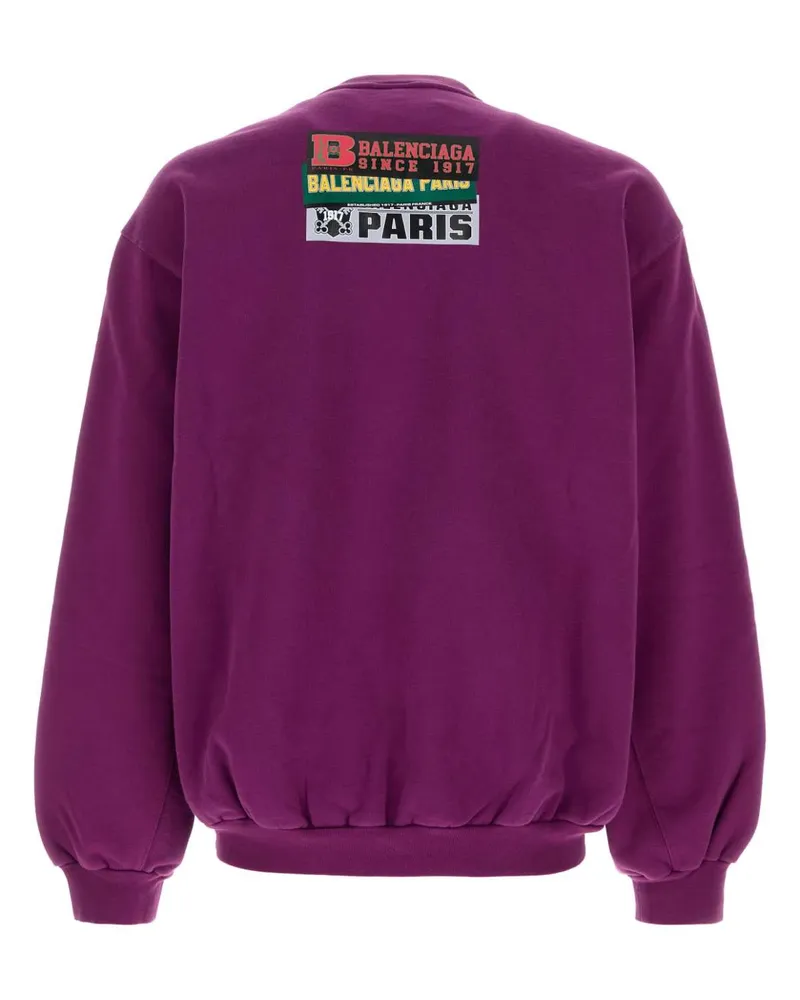 Balenciaga Men's Crewneck Sweatshirt Purple Cotton Sweatshirts Purple