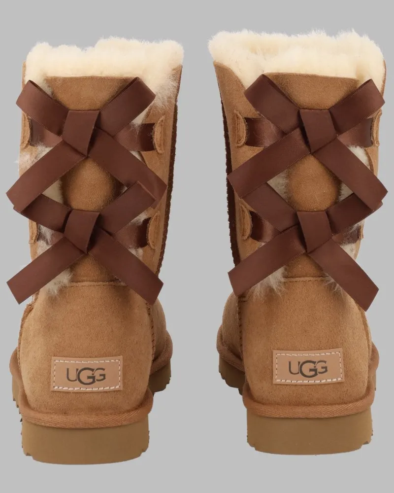 UGG Bailey Bow Ankle Boots — Beige Beige