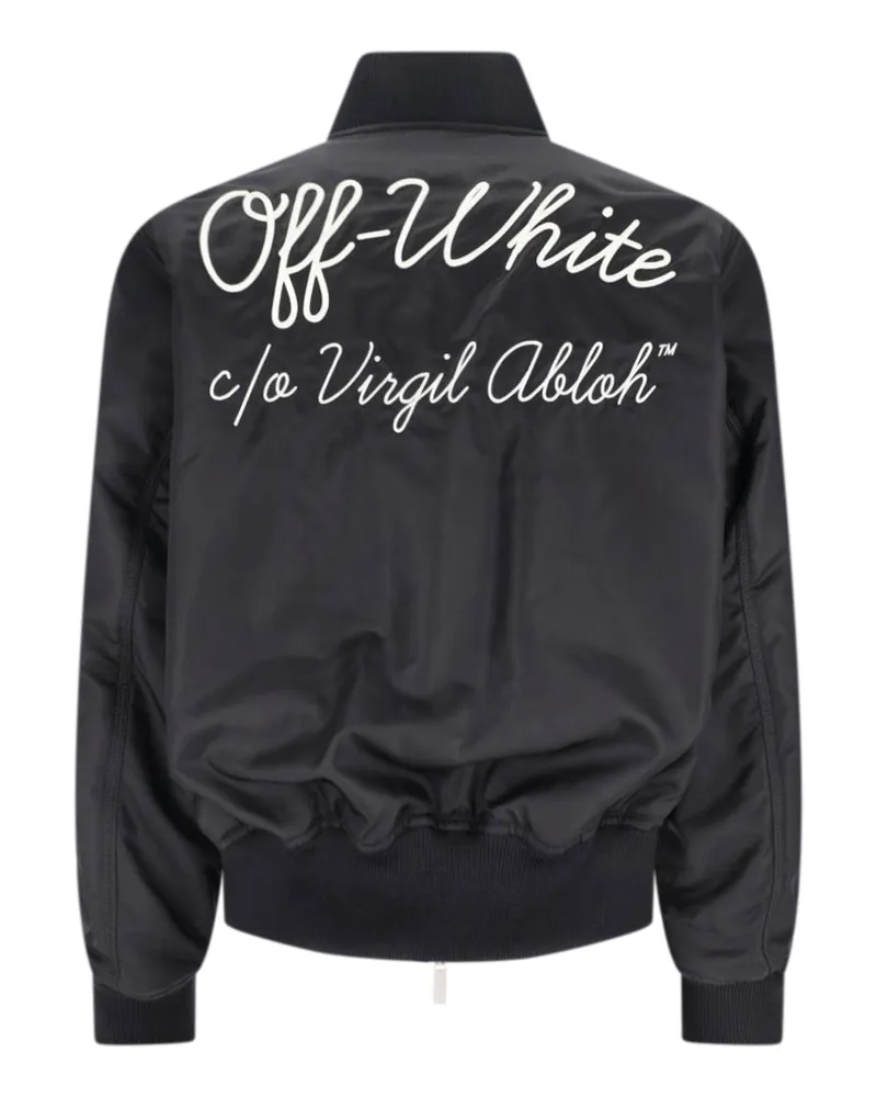 OFF-WHITE Men's Logo-Embroidered Bomber Jacket Black Body Black