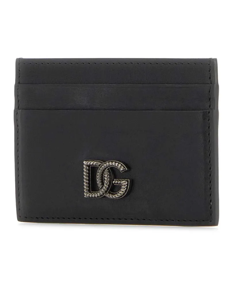 Dolce & Gabbana Men's Black Leather Card Holder Nero Vitello Portafogli Wallet Black