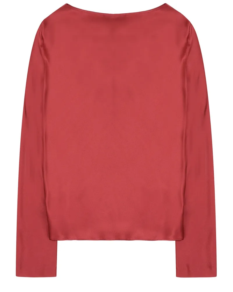 Alberta Ferretti Silk-Blend Acetate Blouse — Pink Pink