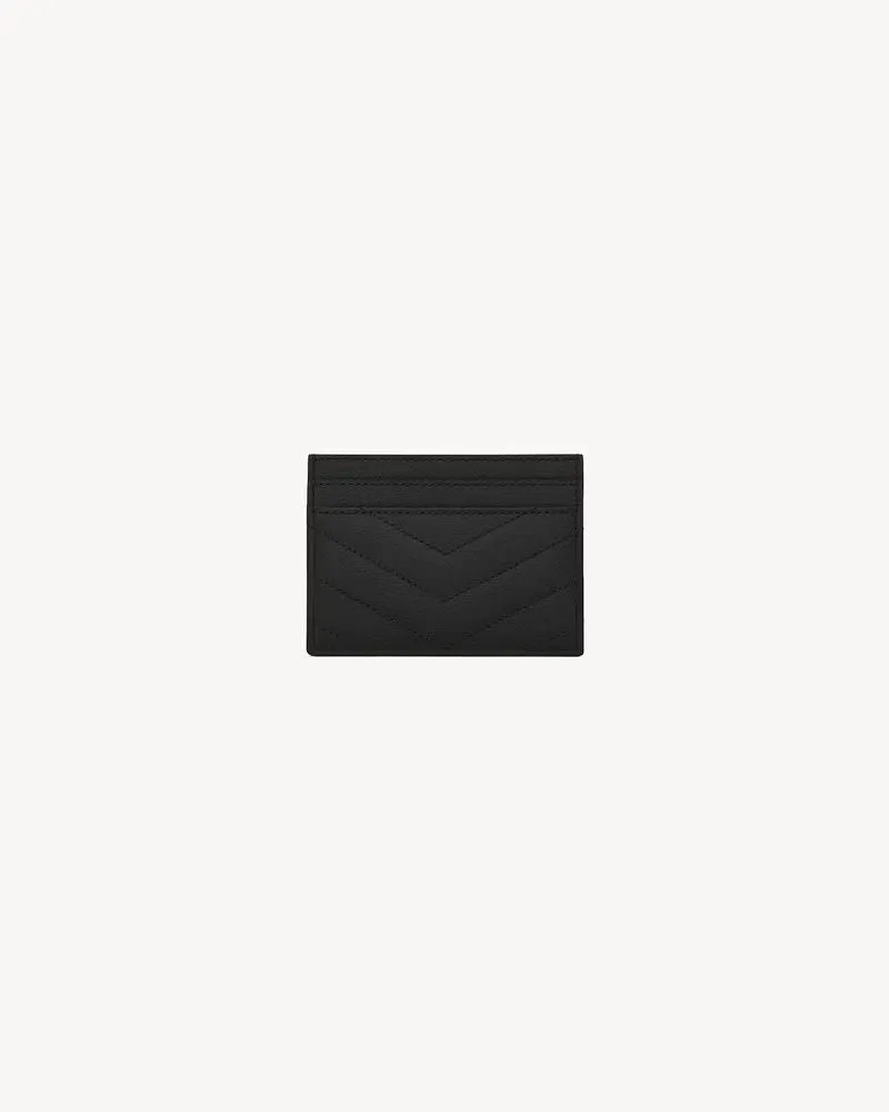 Saint Laurent Logo-Embossed Leather Card Case — Black Black