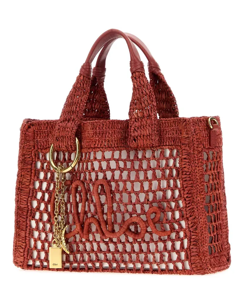 Chloé Women's Red Raffia Summer Banana Shopping Bag Gingerred Borse A Mano Red