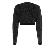 Women's Embroidered Stretch Viscose Blend Cardigan Black Maglieria Sweater