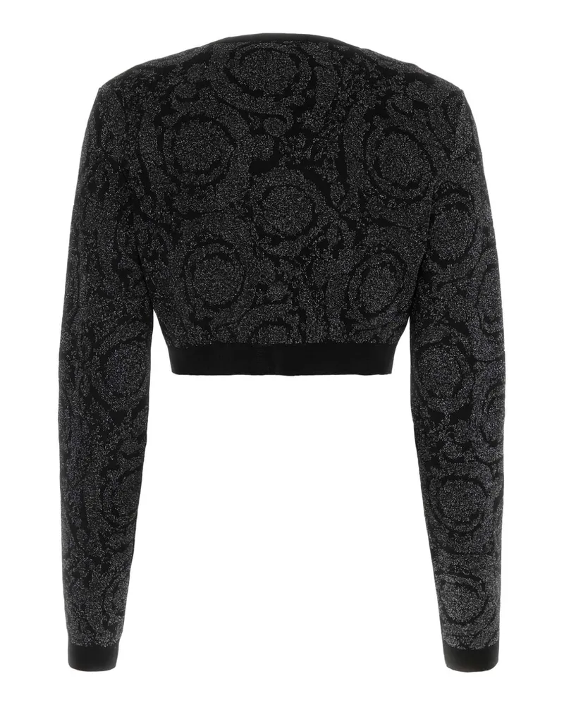 Versace Women's Embroidered Stretch Viscose Blend Cardigan Black Maglieria Sweater Black