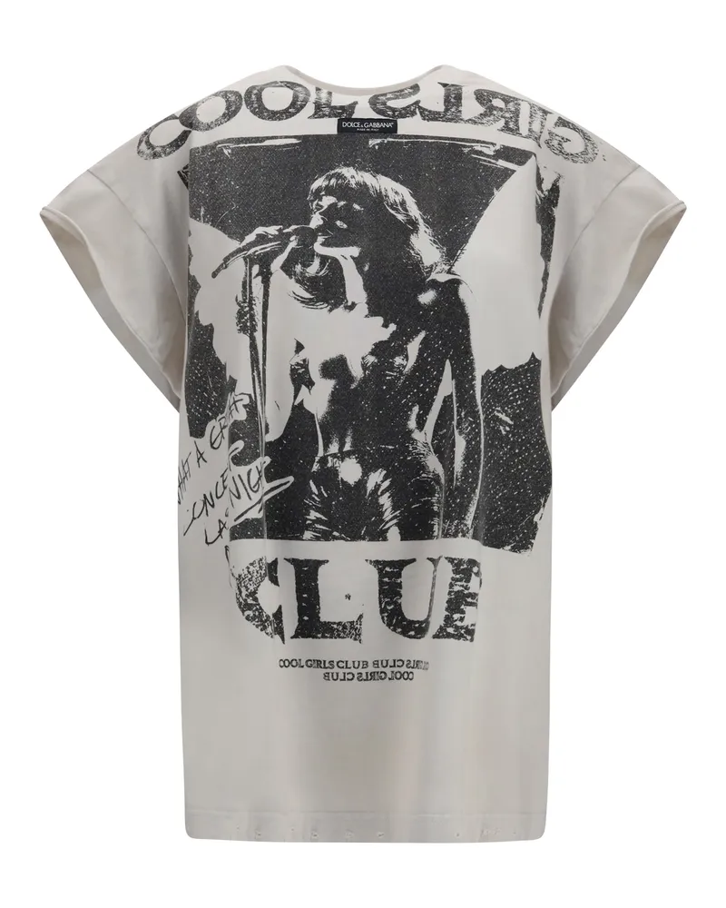 Dolce & Gabbana Women's Oversized Printed Cotton T-Shirt Blue T-Shirts & Jerseys 