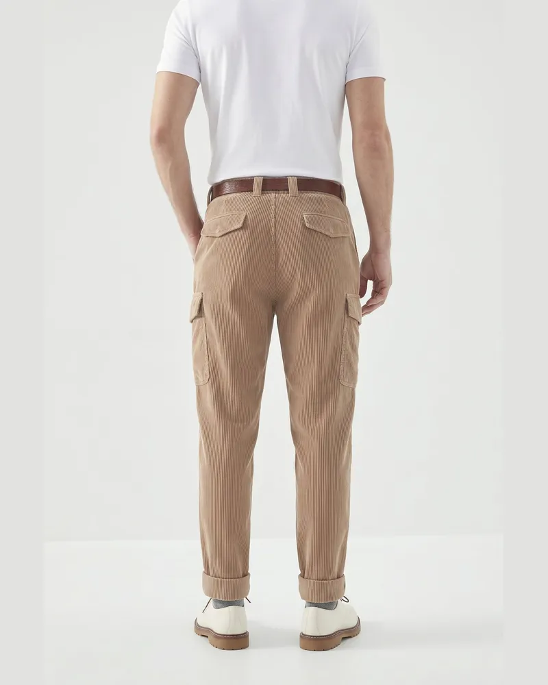 Brunello Cucinelli Corduroy Cargo Pants — Beige Beige