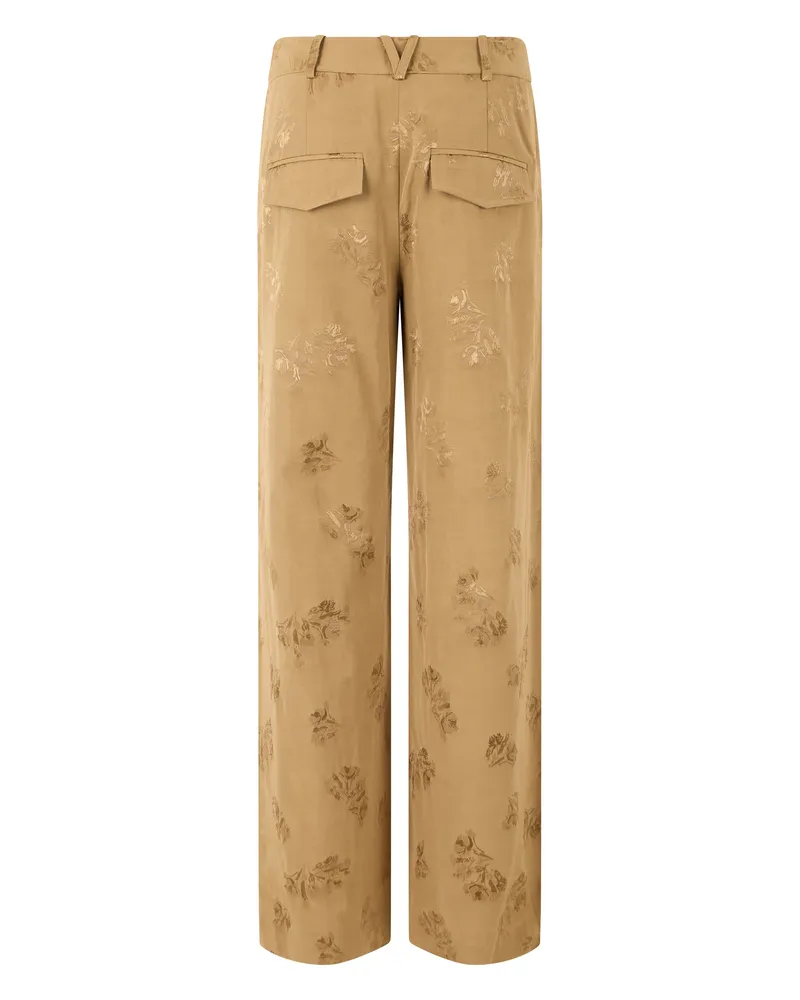 Veronica Beard Floral Jacquard Trousers — Beige Beige