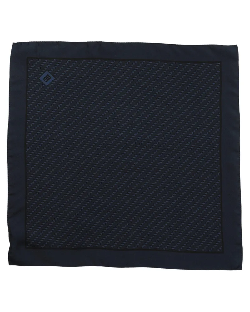 Dolce & Gabbana Silk Geometric Weave Pocket Square — Navy Navy