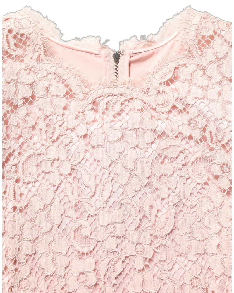 Dolce & Gabbana Women Pink Cotton Floral Lace Sleeveless Mini Dress Viscose Nylon Pink
