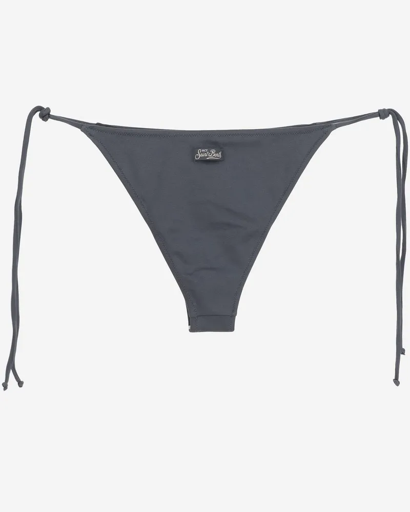 MC2 Saint Barth Women Logo Bikini Bottom Gray Polyamide Swimwear Sea Clothing Gray