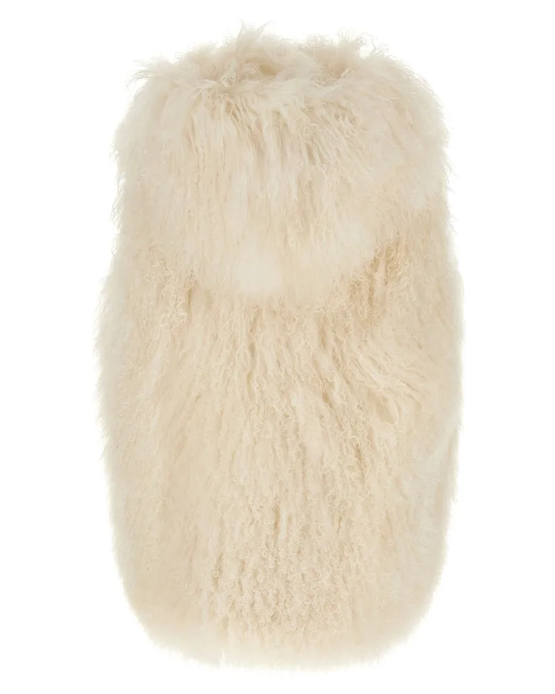 Yves Salomon Long-Haired Lamb Fur Vest — Cream Cream