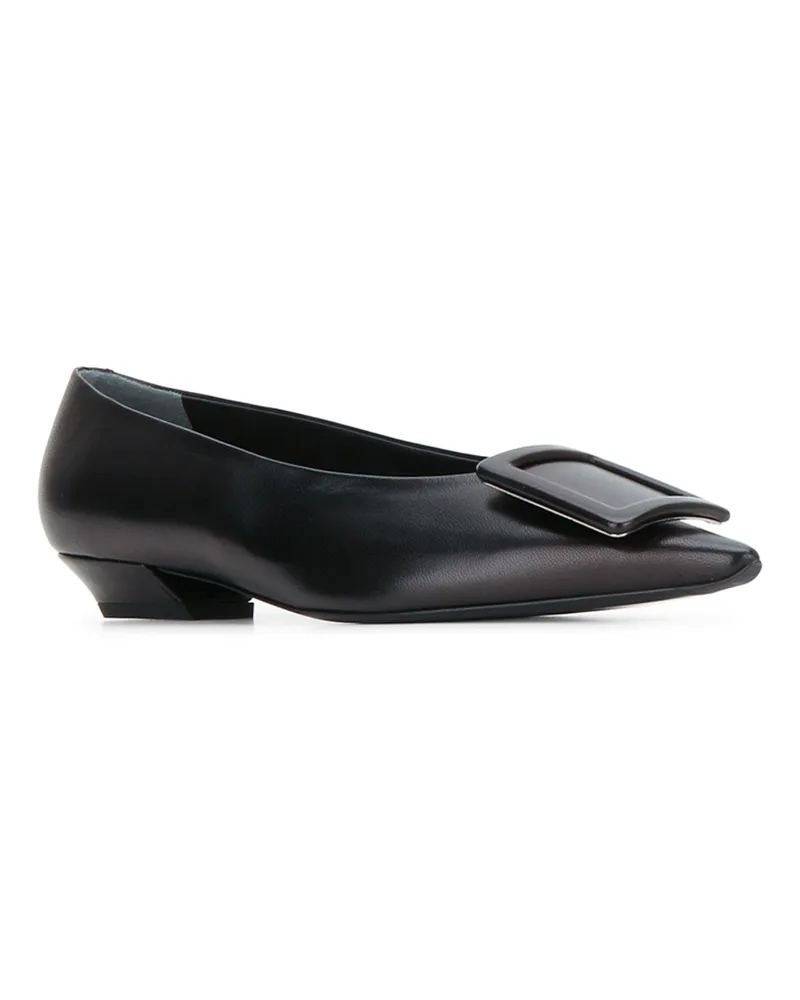 Roger Vivier Women's Pointy Covered B Ballerina Nero Leather - Sole: Calf Ballerine / Flat Shoes Black