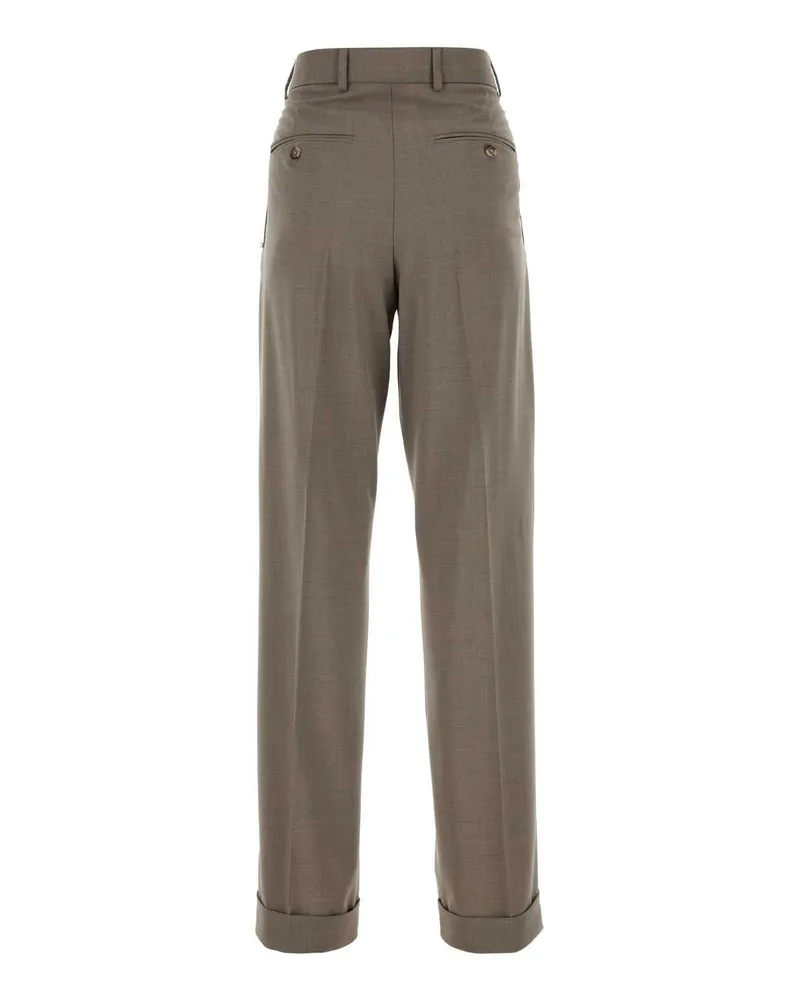 SPORTMAX Women's Cappuccino Wool Ferito Pant Tortora Exterior: Virgin Pantaloni Trousers Gray