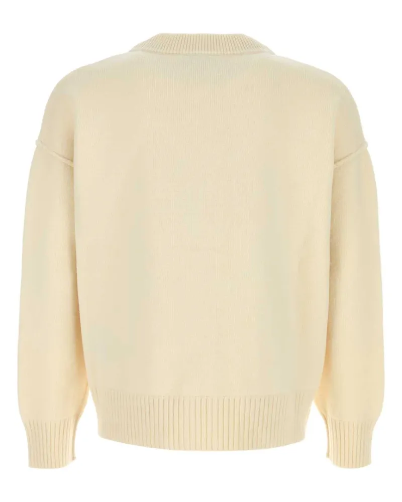 AMI Paris Offwhitered Exterior: Virgin Wool Maglie Sweater Beige