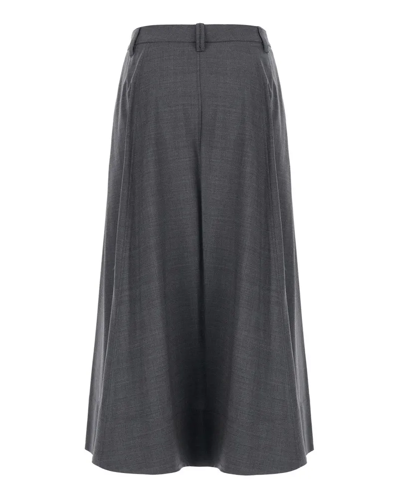 Brunello Cucinelli Women's Midi Skirt Grey Wool Blend Virgin Gray