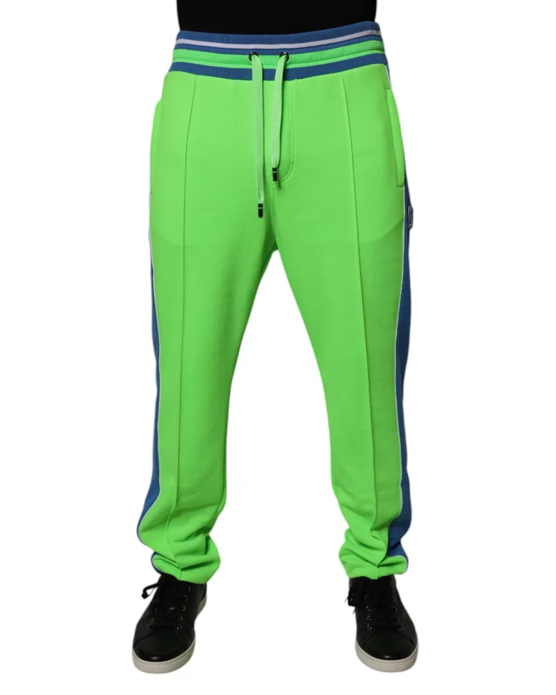 Dolce & Gabbana Men's Green Blue Jogger Sweatpants Pants Polyester Cotton Elastane Green