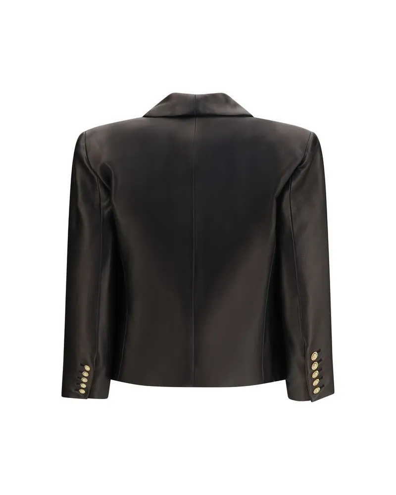 Balmain Women Black Lamb Ovis Aries Leather Jacket Clothing Black