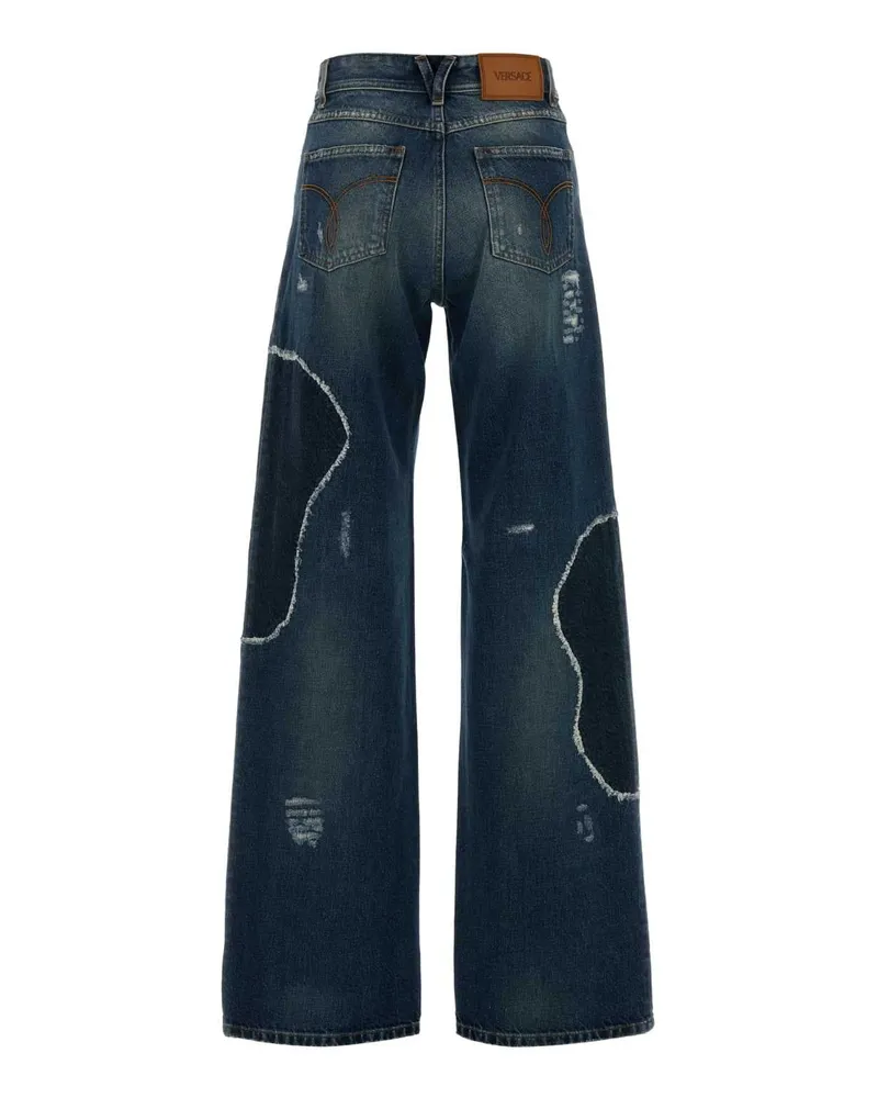 Versace Women's Denim Wide-Leg Jeans Mediumblue Blue
