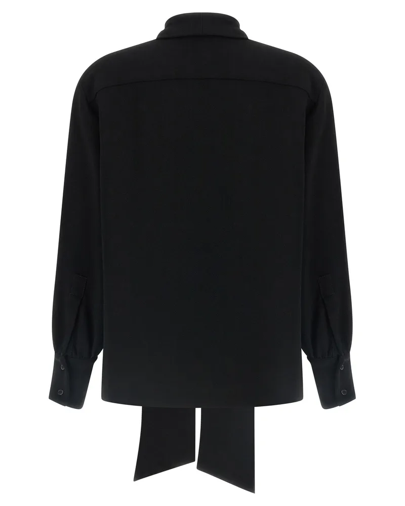 Alberto Biani Lavallière Neck Silk Cady Blouse — black Black