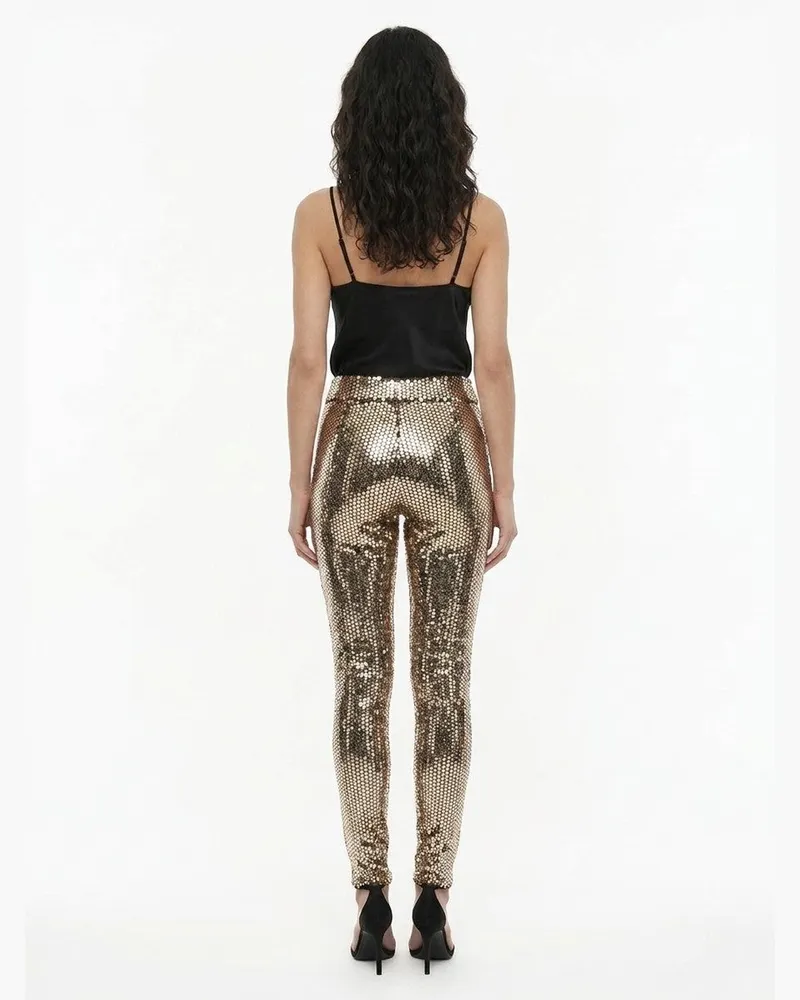 Dolce & Gabbana Sequin-Embellished Leggings — Gold Gold