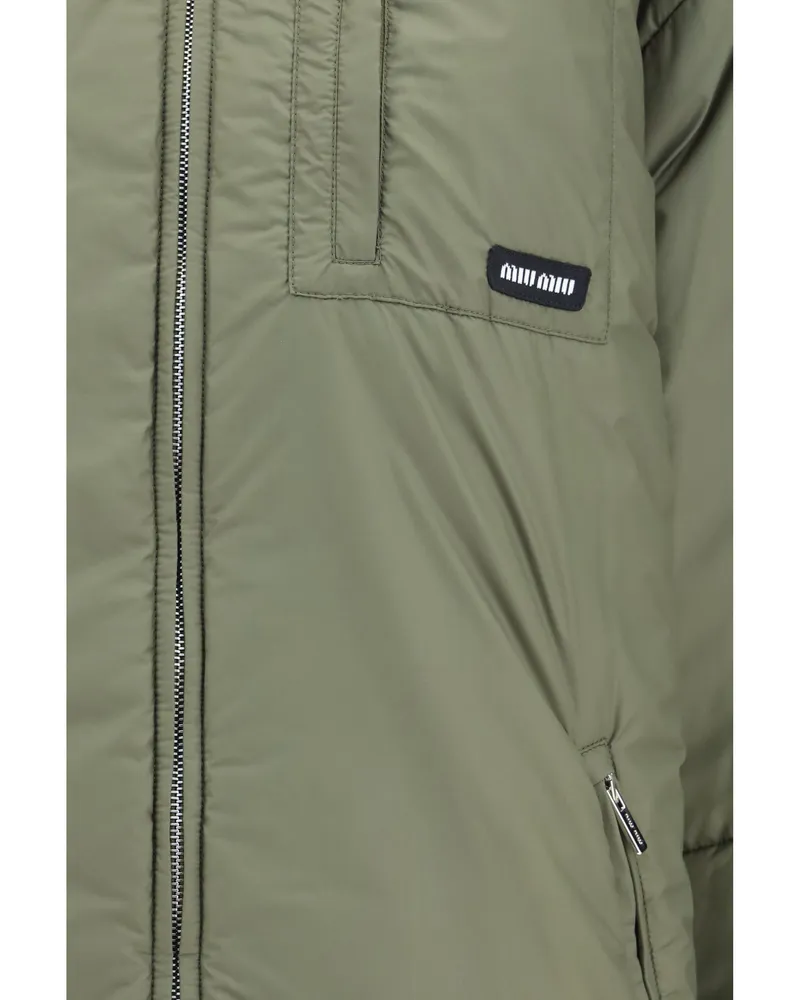 Miu Miu Women's Padded Jacket Military Green Goose Down Puffer Green