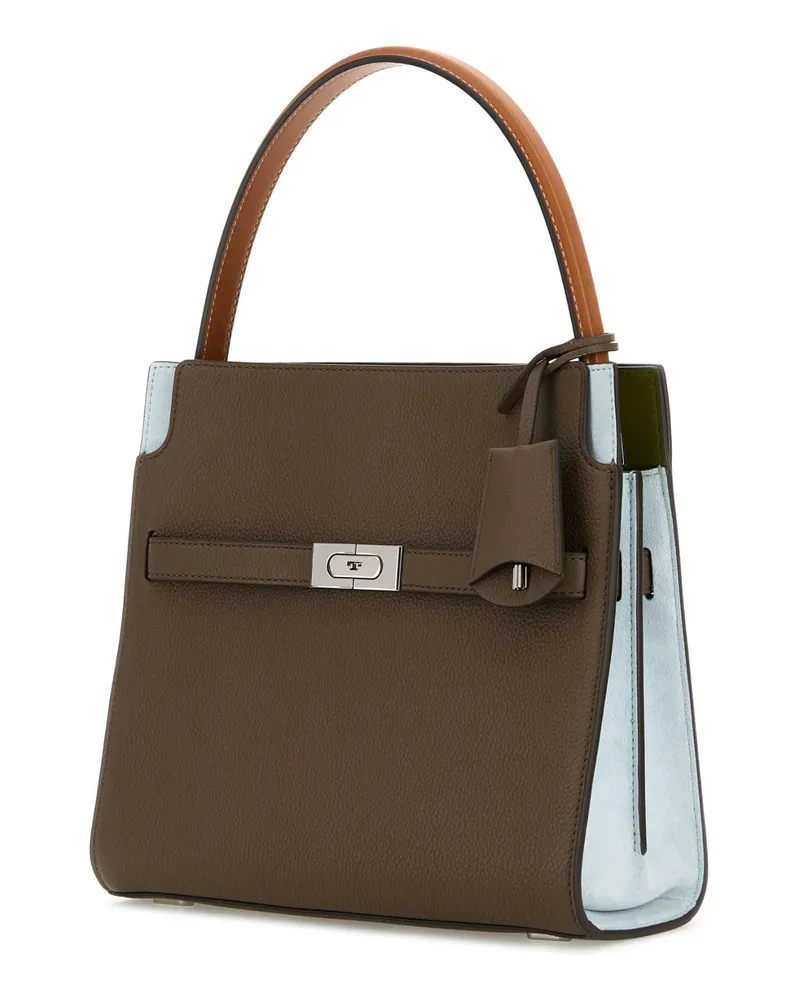 Tory Burch Women's Mud Leather Double Lee Radziwill Hand Bag Wildmushroom Borse A Mano Brown