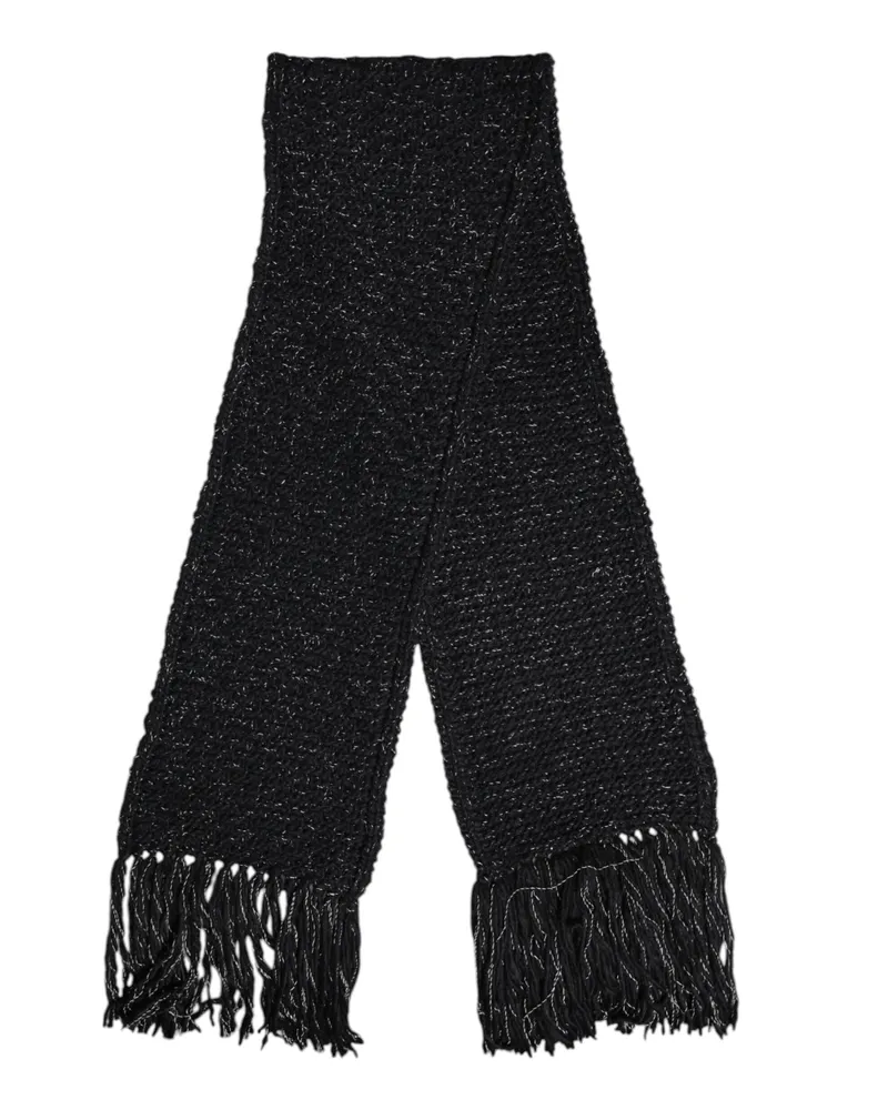 Dolce & Gabbana Men's Cashmere Blend Fringed Scarf Black Virgin Wool Black