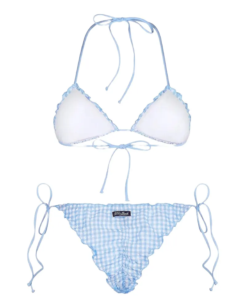 MC2 Saint Barth Women's Bikini Sagitami Seersucker Light Blue Polyamide Elastane One-Pieces Light