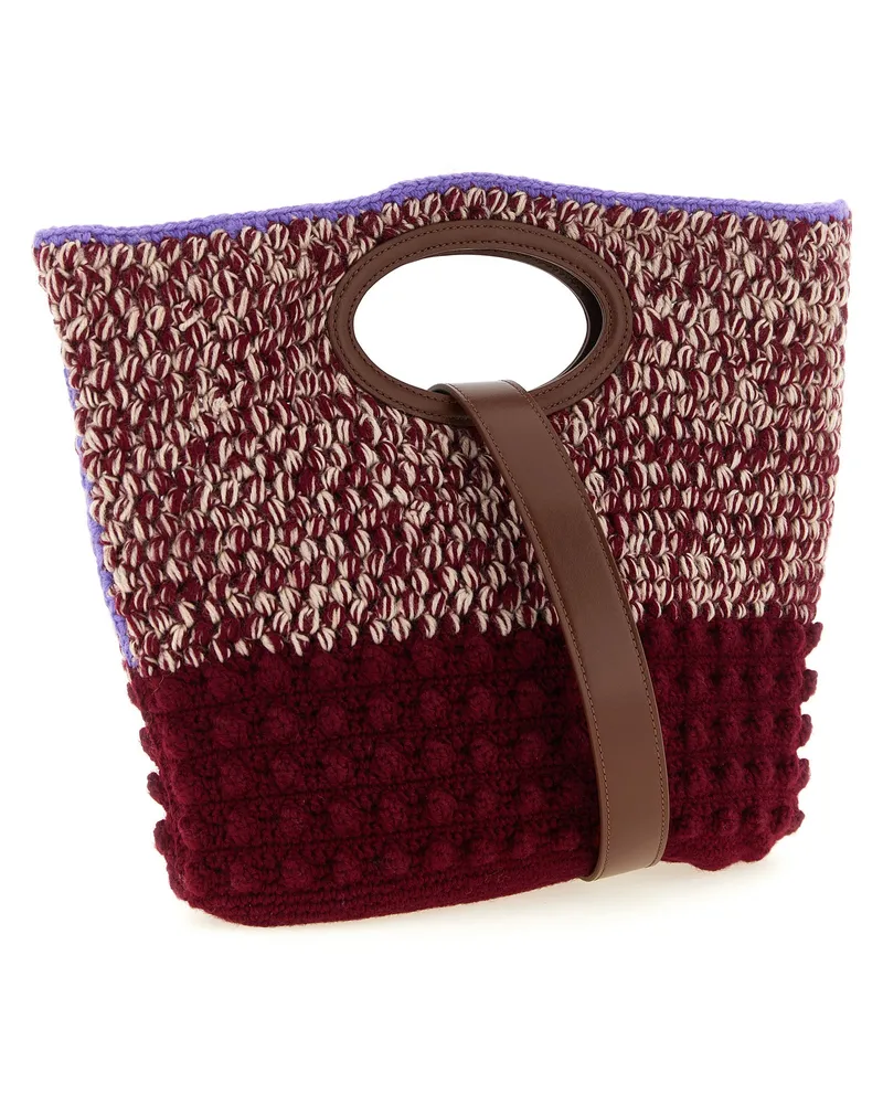 Marni Women's Bordeaux Wool Handbag Bag Burgundy