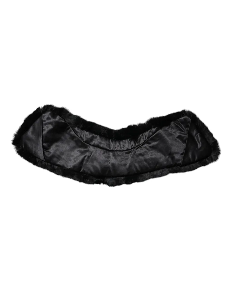 Dolce & Gabbana Black Lamb Fur Collar Women Neck Wrap Scarf Black